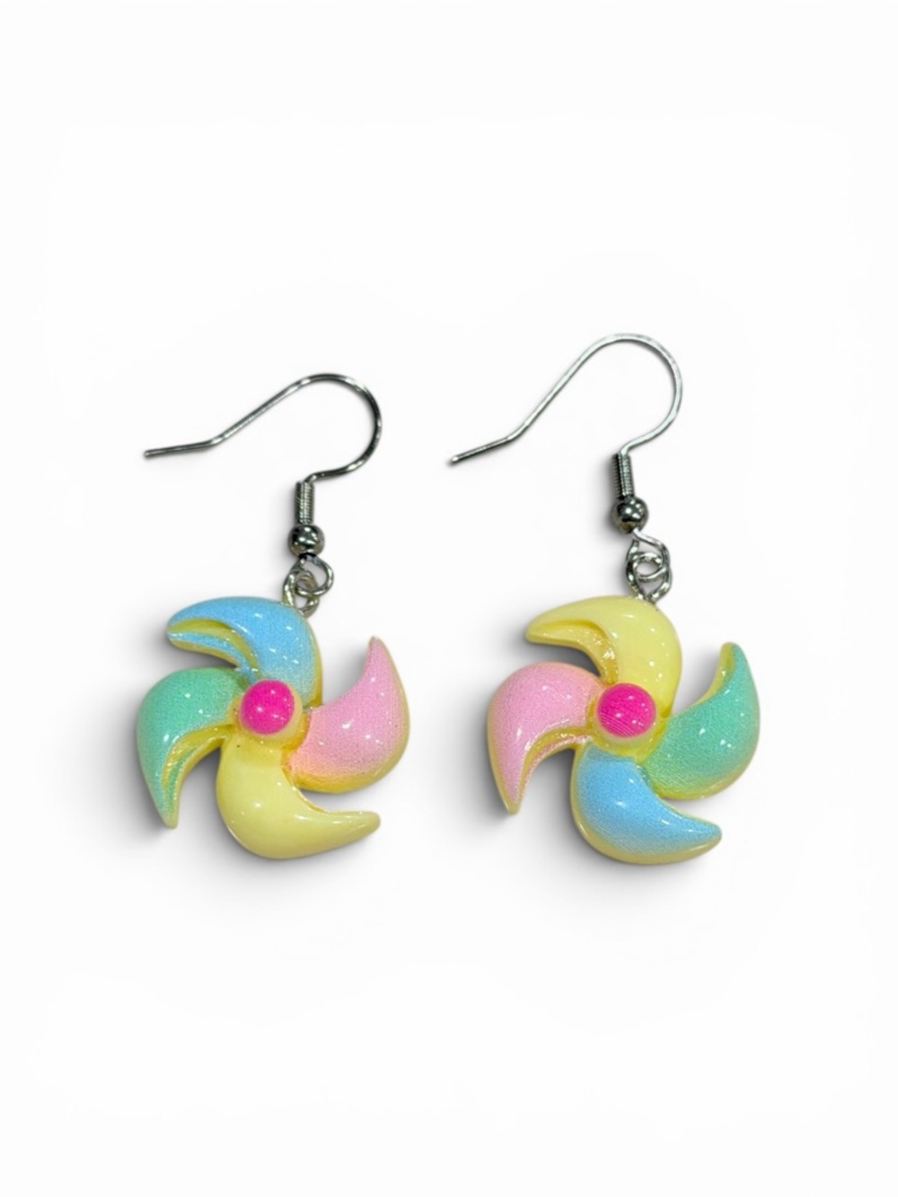 Pastel Pinwheel Drop Earrings Novelty Jewelry